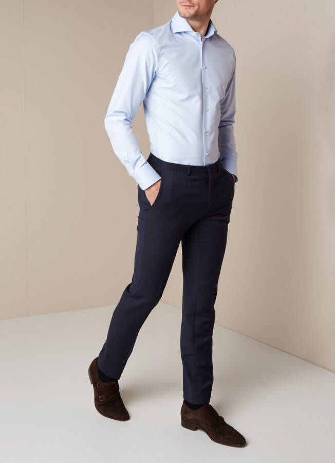 Profuomo Lichtblauw slim fit overhemd met wide spread kraag