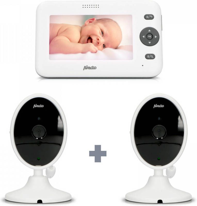 Alecto Babyfoon Met 2 Camera&apos, s En 4.3 Scherm Dvm 140+dvm 140c Wit antraciet