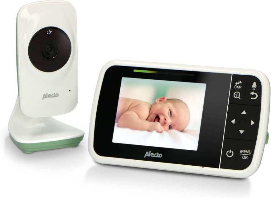 Alecto Babyfoon Met Camera En 3.5 Kleurenscherm Dvm135 Wit mintgroen