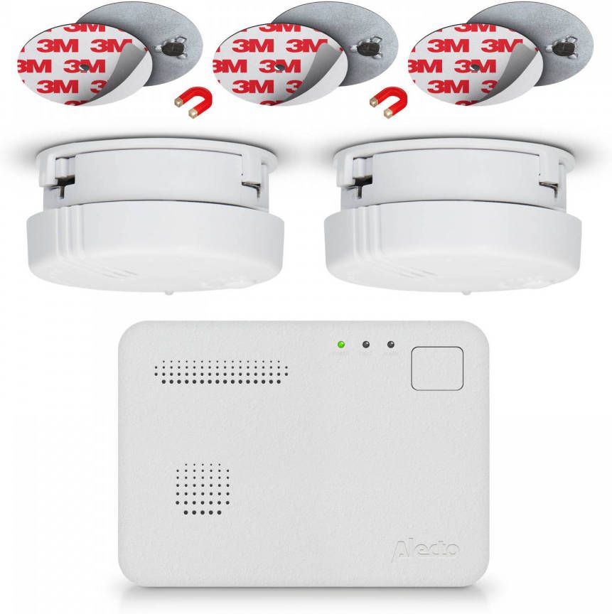 Alecto Bpb19 Brandpreventiebox Met 2 Mini Rookmelders, 1 Koolstofmonooxidemelder En 3 Magnetische Montagesets
