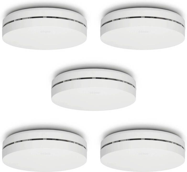 Alecto Compacte Design Rookmelder Met 10 Jaar Batterij, 5 Pack Wit