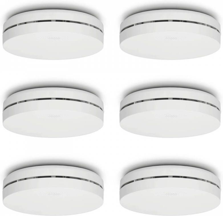 Alecto Compacte Design Rookmelder Met 10 Jaar Batterij, 6 Pack Wit