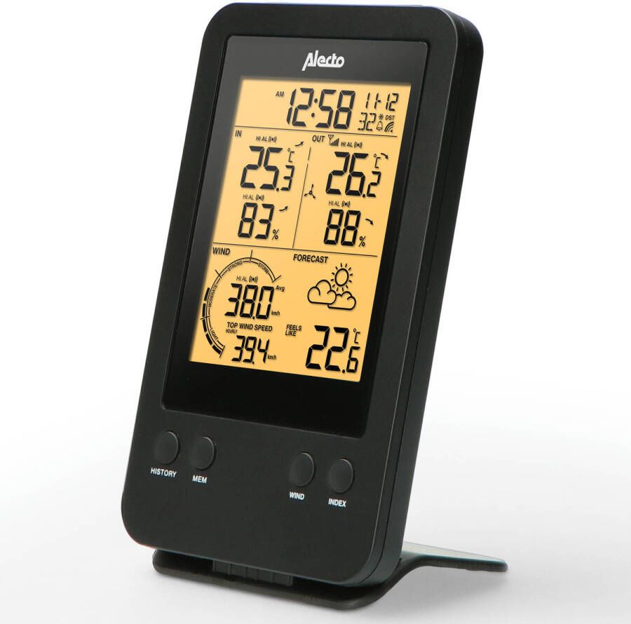 Alecto Professioneel Weerstation Met Draadloze Buitensensor Ws 3400 Zwart