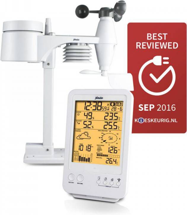 Alecto Professioneel Weerstation Met Draadloze Buitensensor Ws 4800 Wit