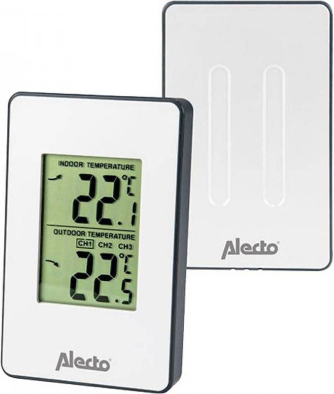 Alecto WS-1050 Draadloos weerstation Meet binnen en buitentemperatuur in Compact formaat Wit