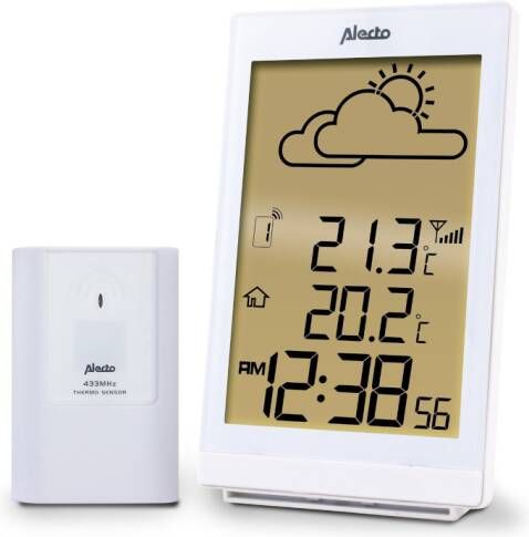 Alecto WS 2200WT Weerstation Draadloze buitensensor verlicht display Wit
